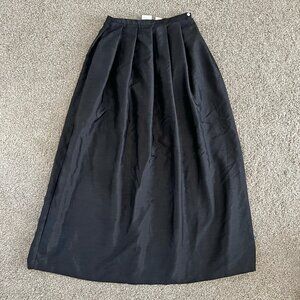 Y2K Black Pleated Full A-Line Maxi Skirt Emma James Classic Textured Size 8